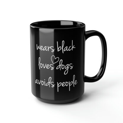 Wears Black Loves Dogs Black Mug, 15oz